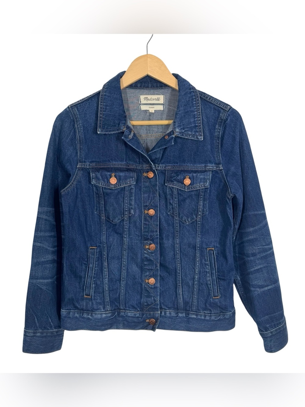 Madewell Denim Blue Jean Jacket Women's Size M Button Front Trucker Classic